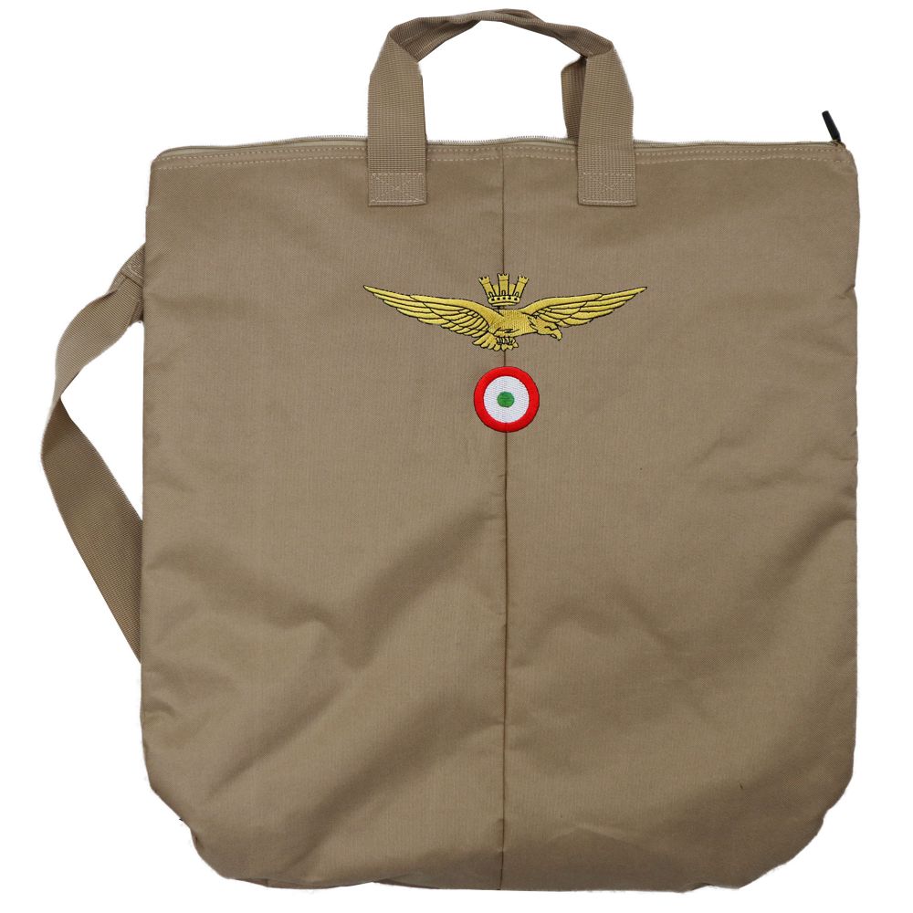 BORSA PORTACASCO SABBIA CON LOGO RICAMATO A.M.