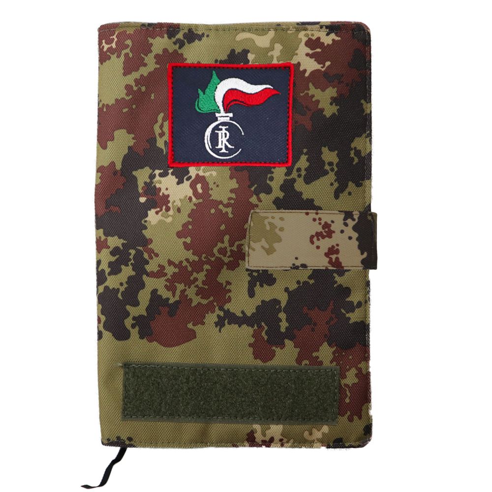COPRI BLOCK-NOTES MIMETICO CON NOTES E VELCRO FRONTALE PORTANOME