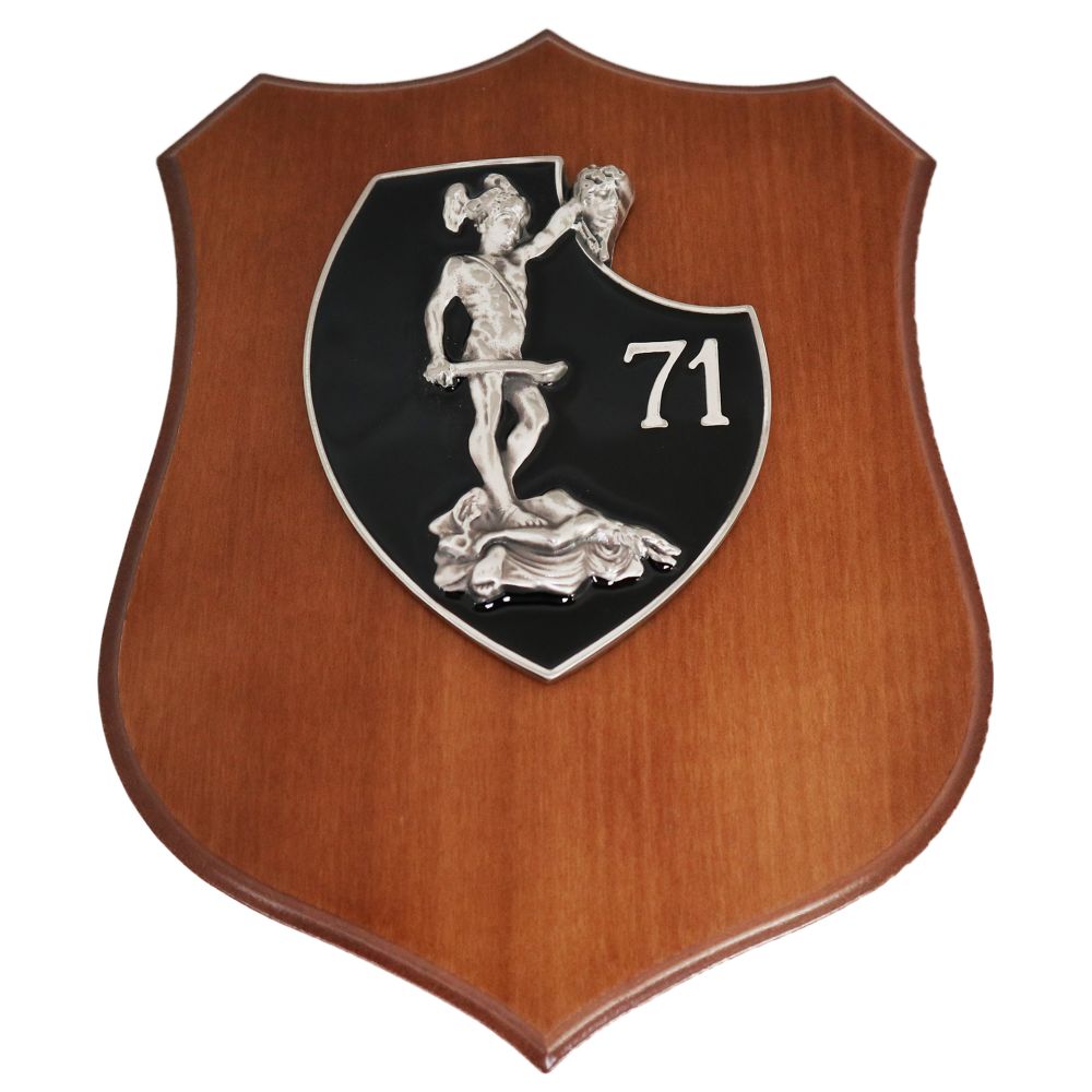 CREST IN METALLO SMALTATO BASE LEGNO 22,5X17,5CM 71 GRUPPO AERONAUTICA MILITARE