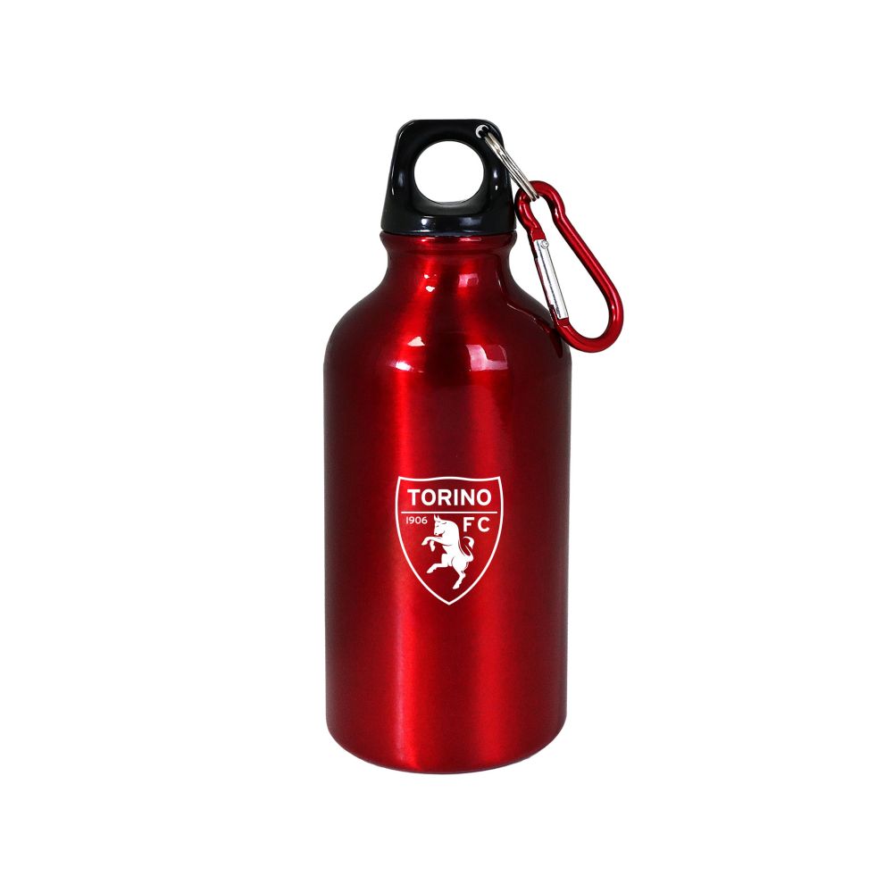 BORRACCIA ALLUMINIO BORDEAUX CON MOSCHETTONE FINITURA LUCIDA CON LOGO TO