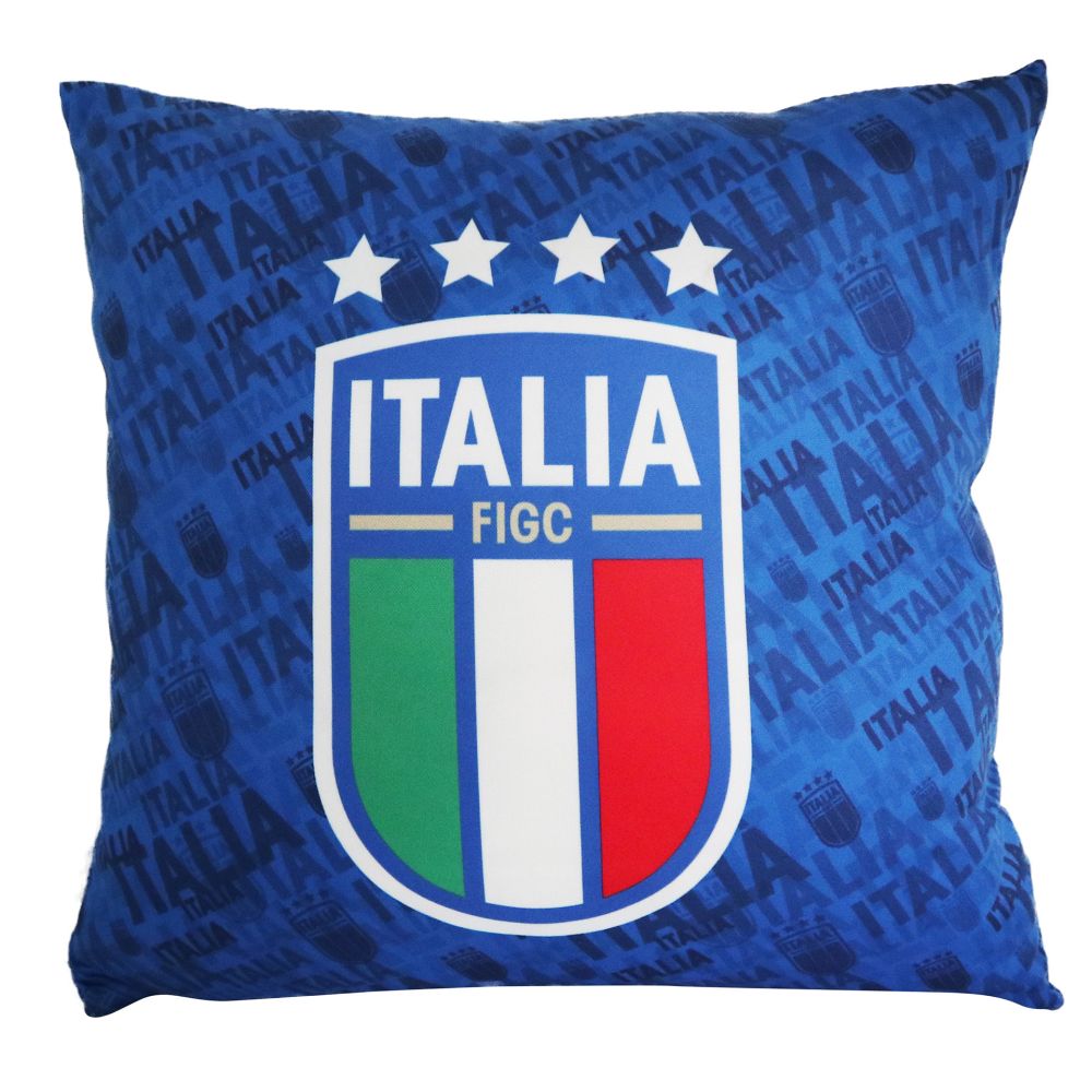 CUSCINO DA SALOTTO BLU #FORZA AZZURRI SUL FRONTE,LOGO FIGC SUL RETRO