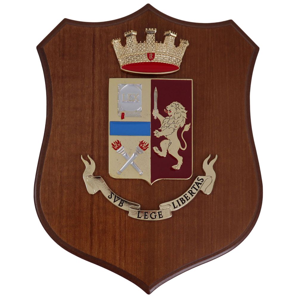 CREST CON STEMMA ARALDICO DORATO SMALTATO POLIZIA DI STATO CM 22,5X17,5