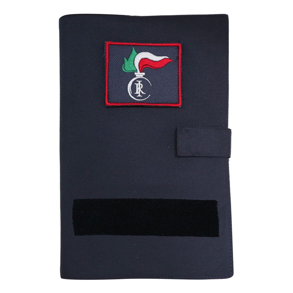 COPRI BLOCK-NOTES BLU CON NOTES E VELCRO FRONTALE PORTANOME