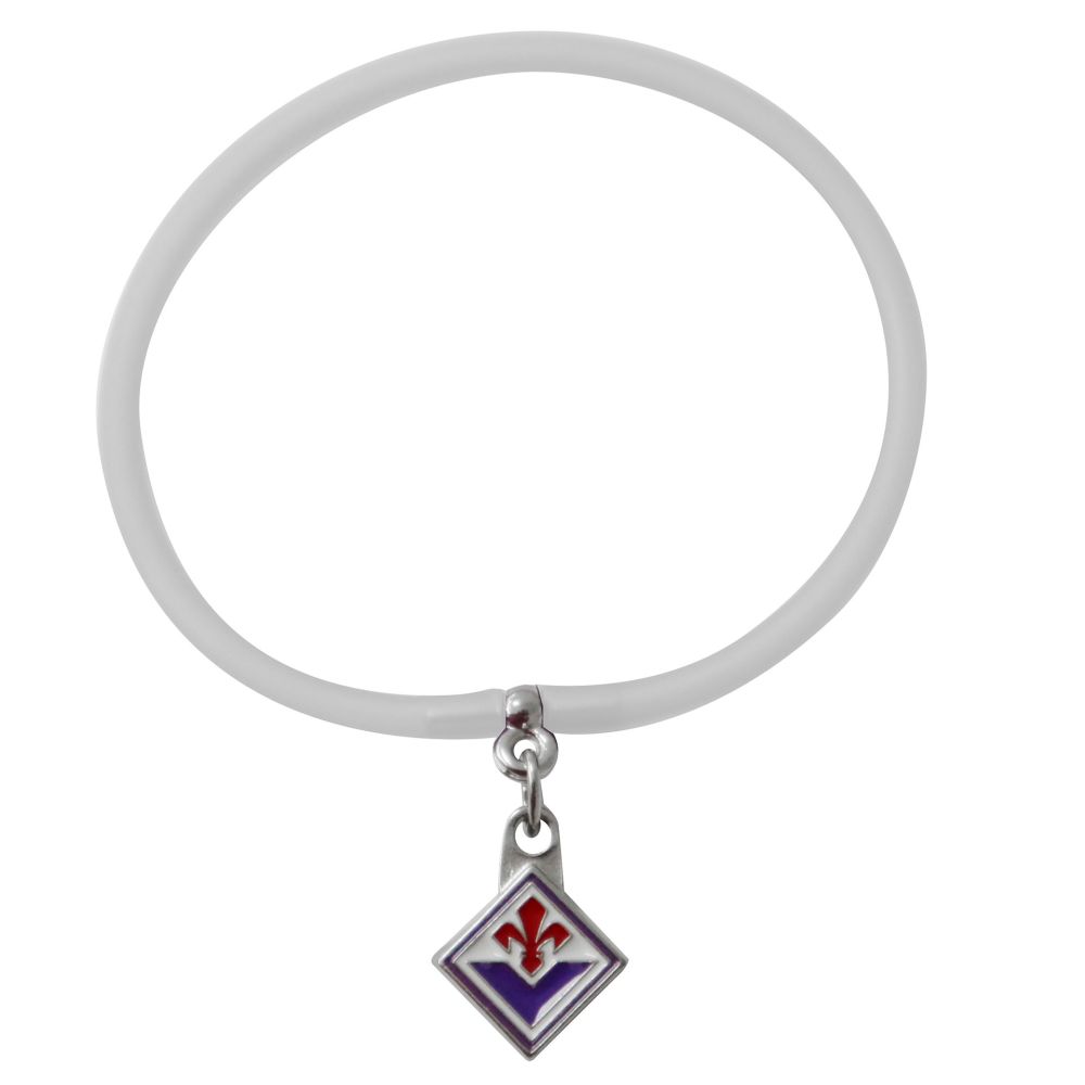 BRACCIALETTO BIANCO IN SILICONE CON CIONDOLO SMALTATO LOGO FIORENTINA