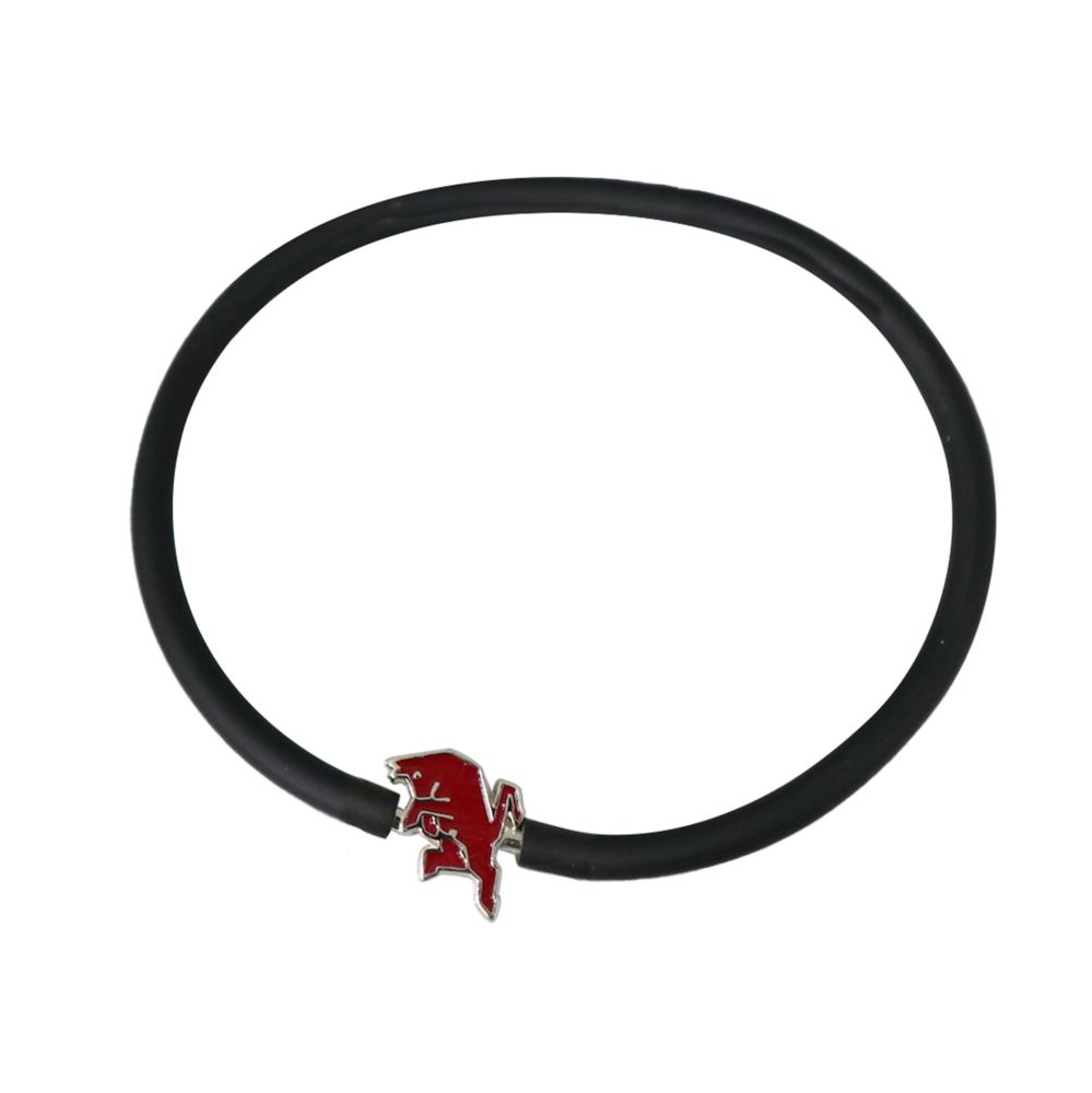 BRACCIALE IN SILICONE NERO CON PIASTRINAIN METALLO SMALTATA TORO SAGOMAT