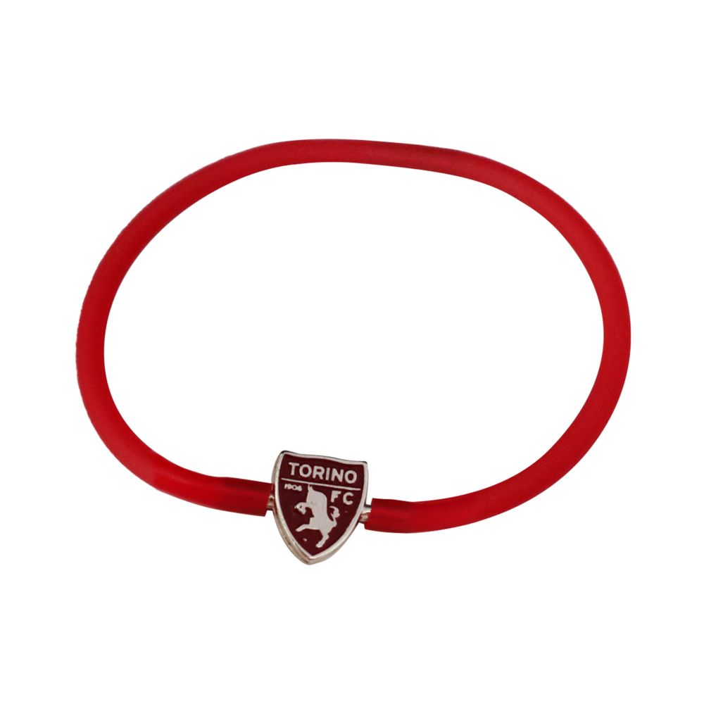 BRACCIALE IN SILICONE ROSSO CON PIASTRINA IN METALLO SMALTATA LOGO TORIN