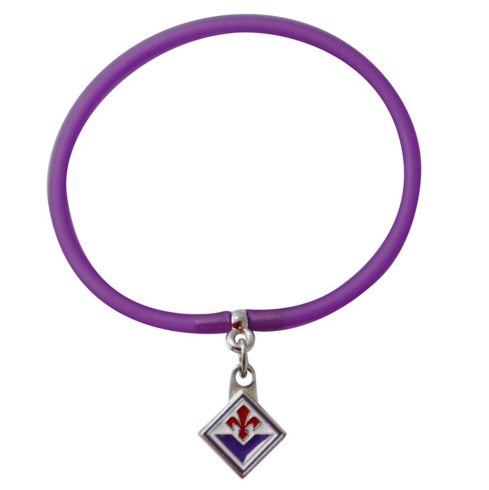 BRACCIALETTO VIOLAIN SILICONE CON CIONDOLO SMALTATO LOGO FIORENTINA