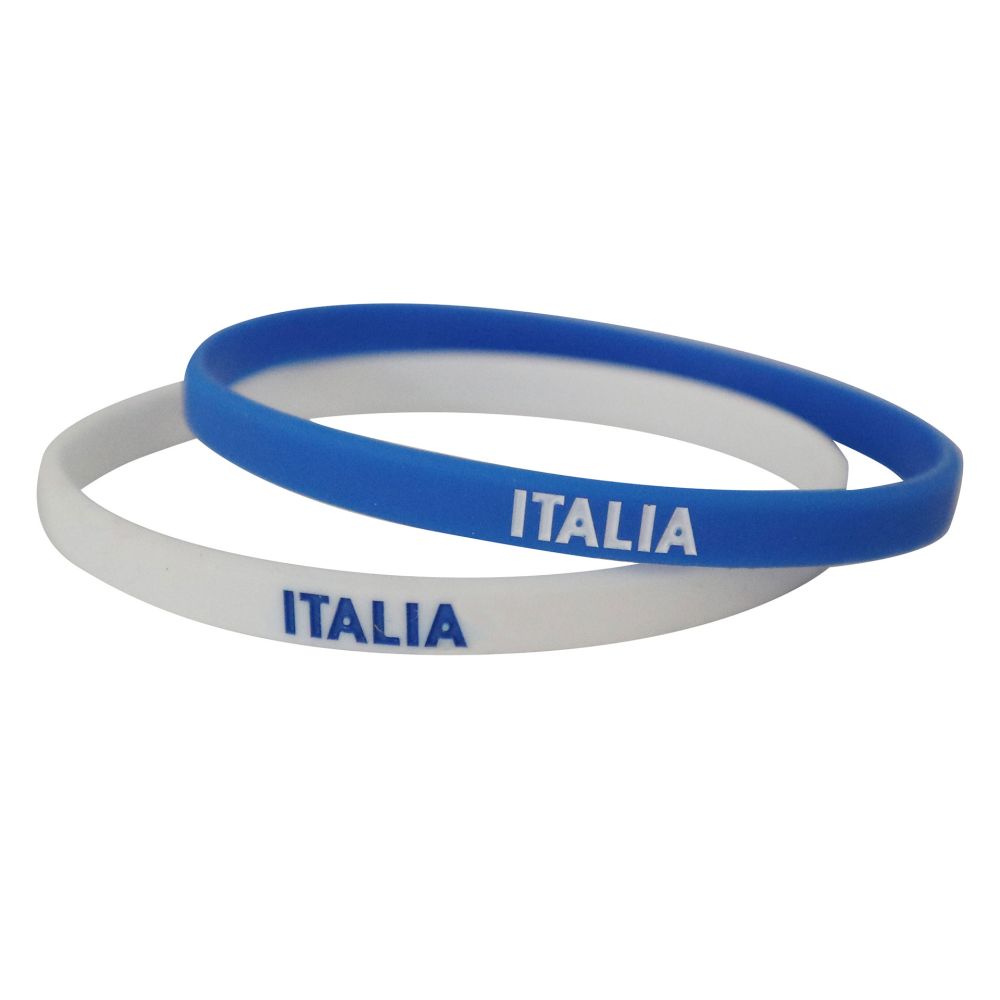 KIT 2 BRACCIALETTI IN SILICONE SCRITTE ITALIA E FIGC