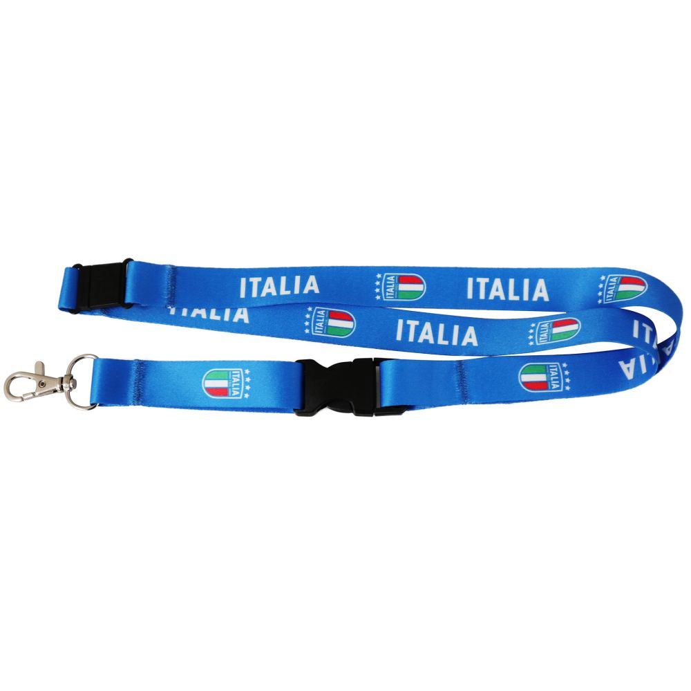 PORTACHIAVI PORTAPASS AZZURRO ANTISOFFOCO CON GANCIO IN METALLO FIGC