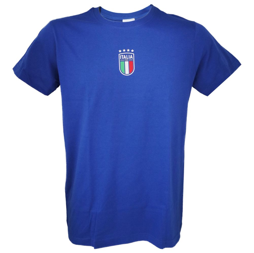 T-SHIRT COTONE BLU FRONTE LOGO A COLORI,RETRO #CAMPIONI DEL MONDO