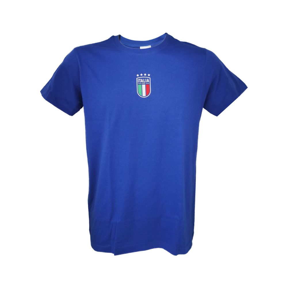 T-SHIRT COTONE BLU FRONTE LOGO A COLORI, RETRO #CAMPIONI DEL MONDO