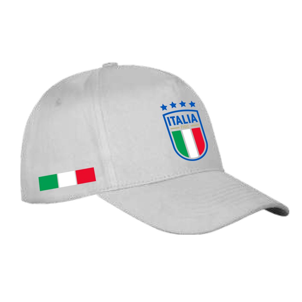 CAPPELLINO FIGCIN COTONE BIANCO RICAMATO MODELLO BASEBALL CON VISIERA