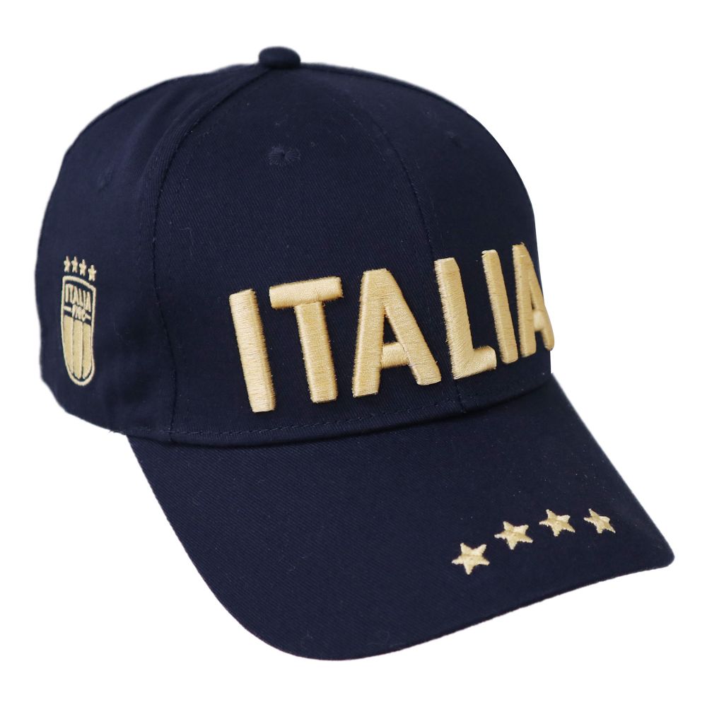 CAPPELLINO FIGC IN COTONE BLU NAVY RICAMATO MODELLO BASEBALL CON VISIERA