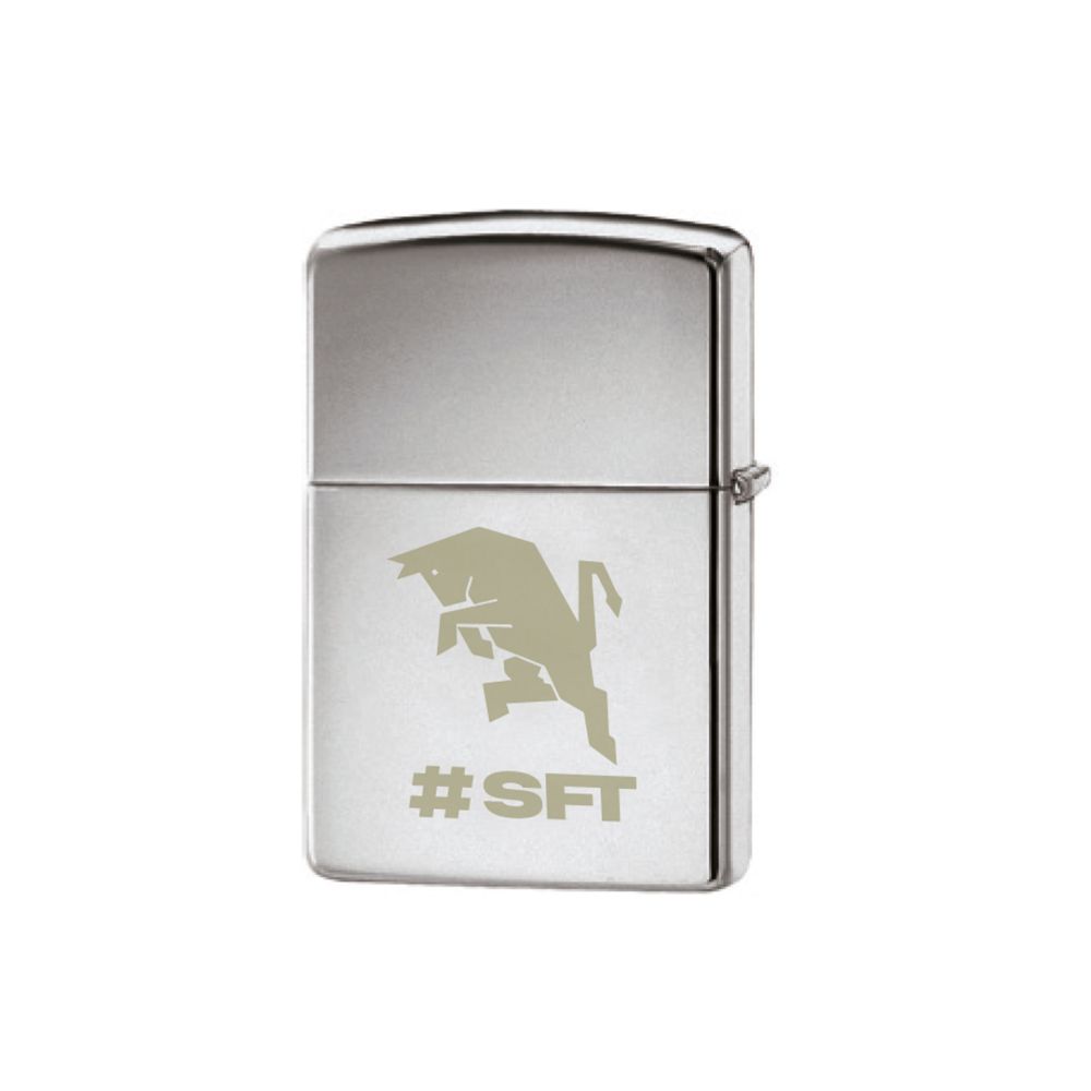 ACCENDINO IN METALLO CON TORO E SCRITTA SFT INCISI A LASER