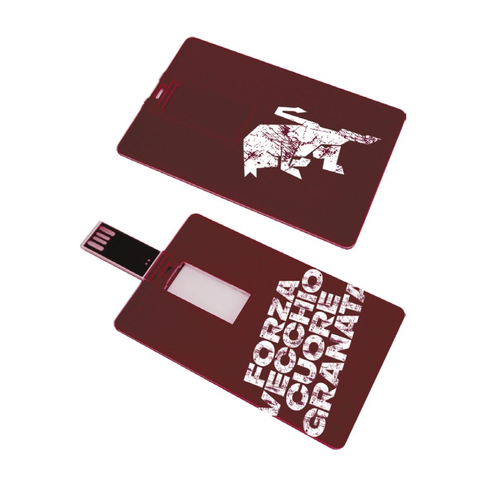 CHIAVETTA USB CARD 16GB STAMPA FRONTE RETRO FORZA VECCHIO CUORE GRANATA