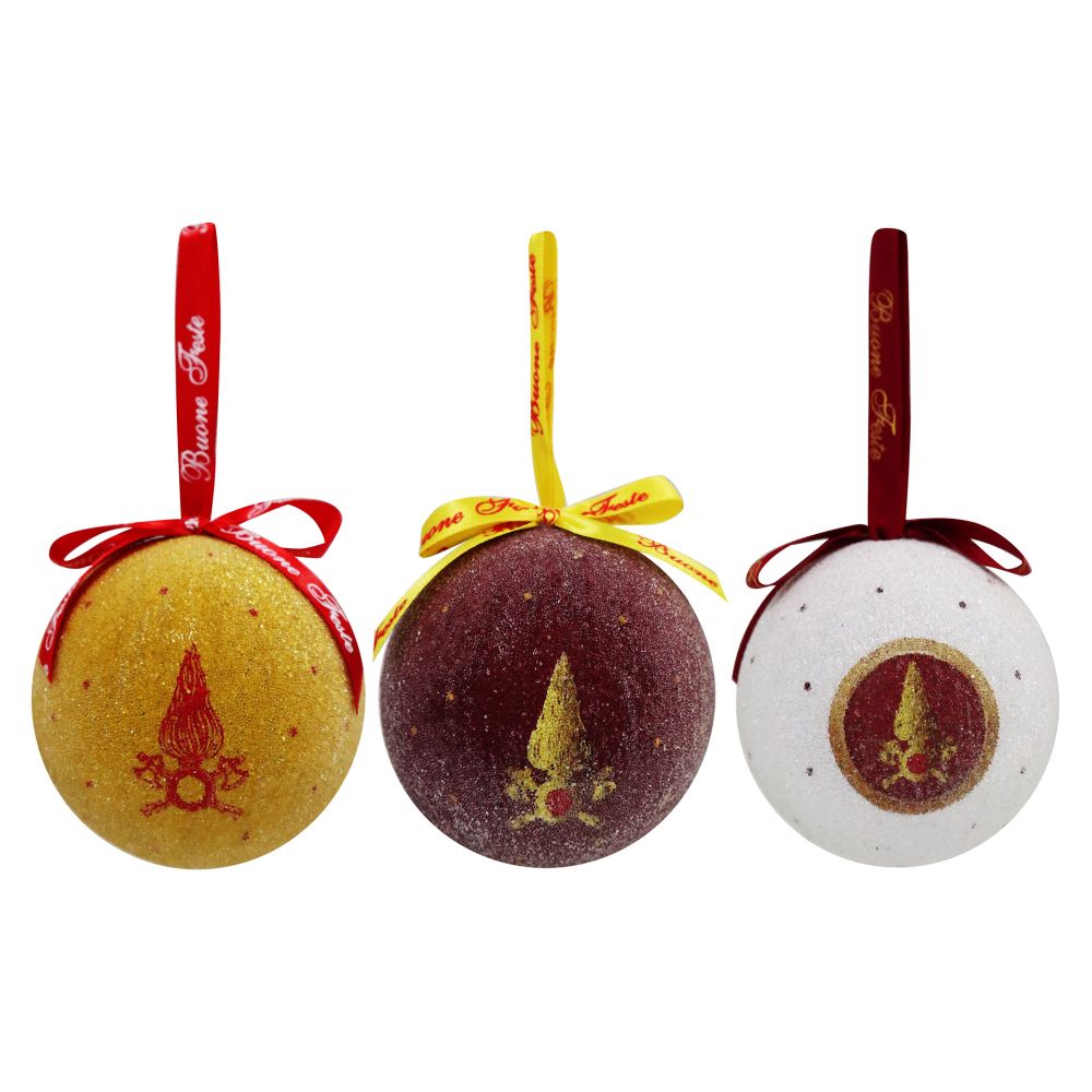 Set 3 Palline di Natale Vigili del Fuoco 8 cm