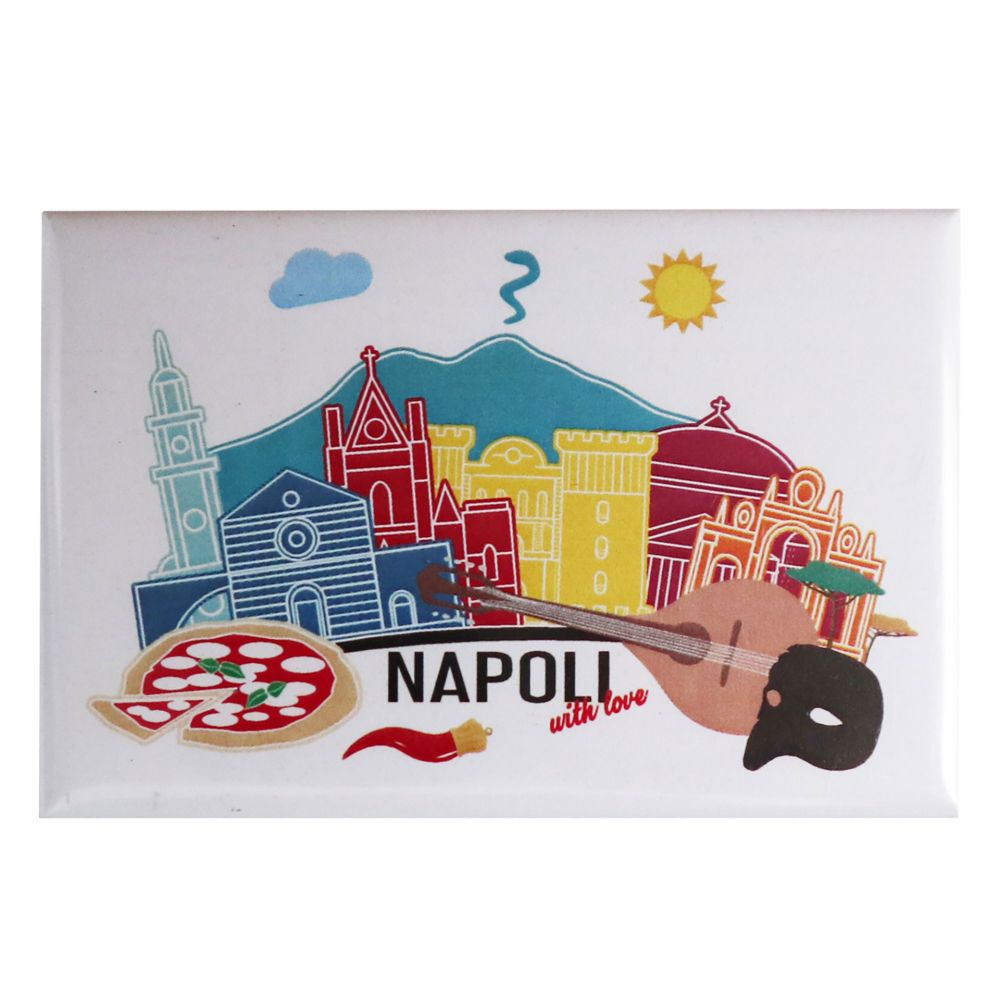 MAGNETESTAMPATO E PLASTIFICATO 7.8 X 5.3 CM NAPOLI WITH LOVE