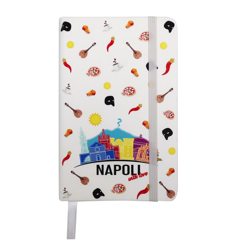 TACCUINO BIANCO FORMATO A6 CON COPERTINA RIGIDA CHIUSURA CON ELASTICO 14