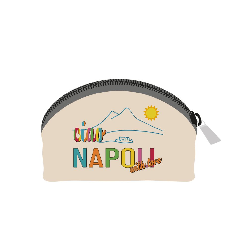 PORTAMONETEMEZZALUNA IN ECOPELLE BEIGE10,5X7X5 CM STAMPA BIFACCIALE