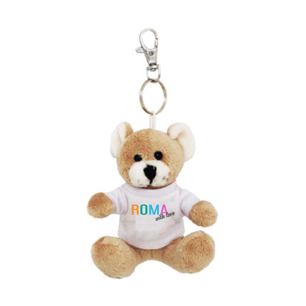 ORSETTO DI PELUCHE H. 8 CM CON GANCIO PORTACHIAVI E T-SHIRT ROMA