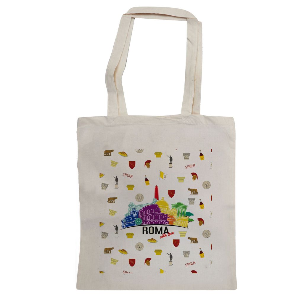 SHOPPER IN COTONE NATURALE ROMA WITH LOVE