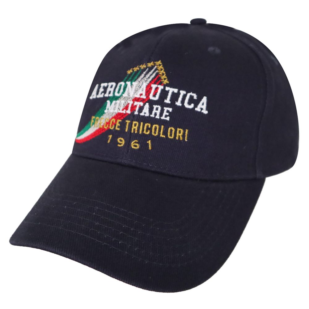 CAPPELLINO IN COTONE BLU LOGO FRONTALE E VISIERA FRECCE TRICOLORI