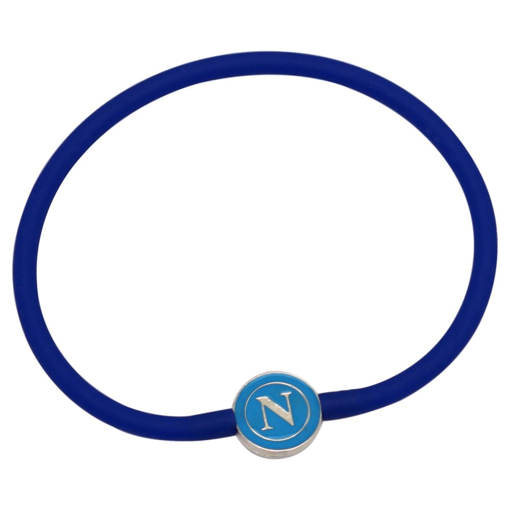 BRACCIALETTO IN SILICONE BLU SCURO CON PIASTRINA SMALTATA IN METALLO LOG