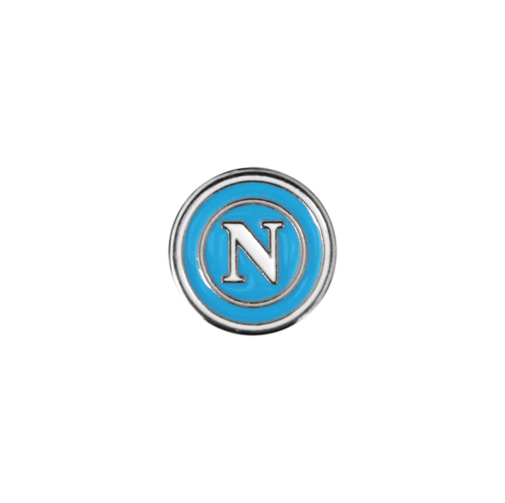 DISTINTIVO SMALTATO CON LOGO BIANCO NAPOLI SU FONDO CELESTE