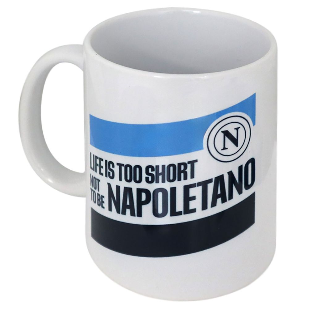 TAZZA IN CERAMICA INTERNO BIANCO SCRITTA LIFE IS TO SHORT NOT TO BE NAPO