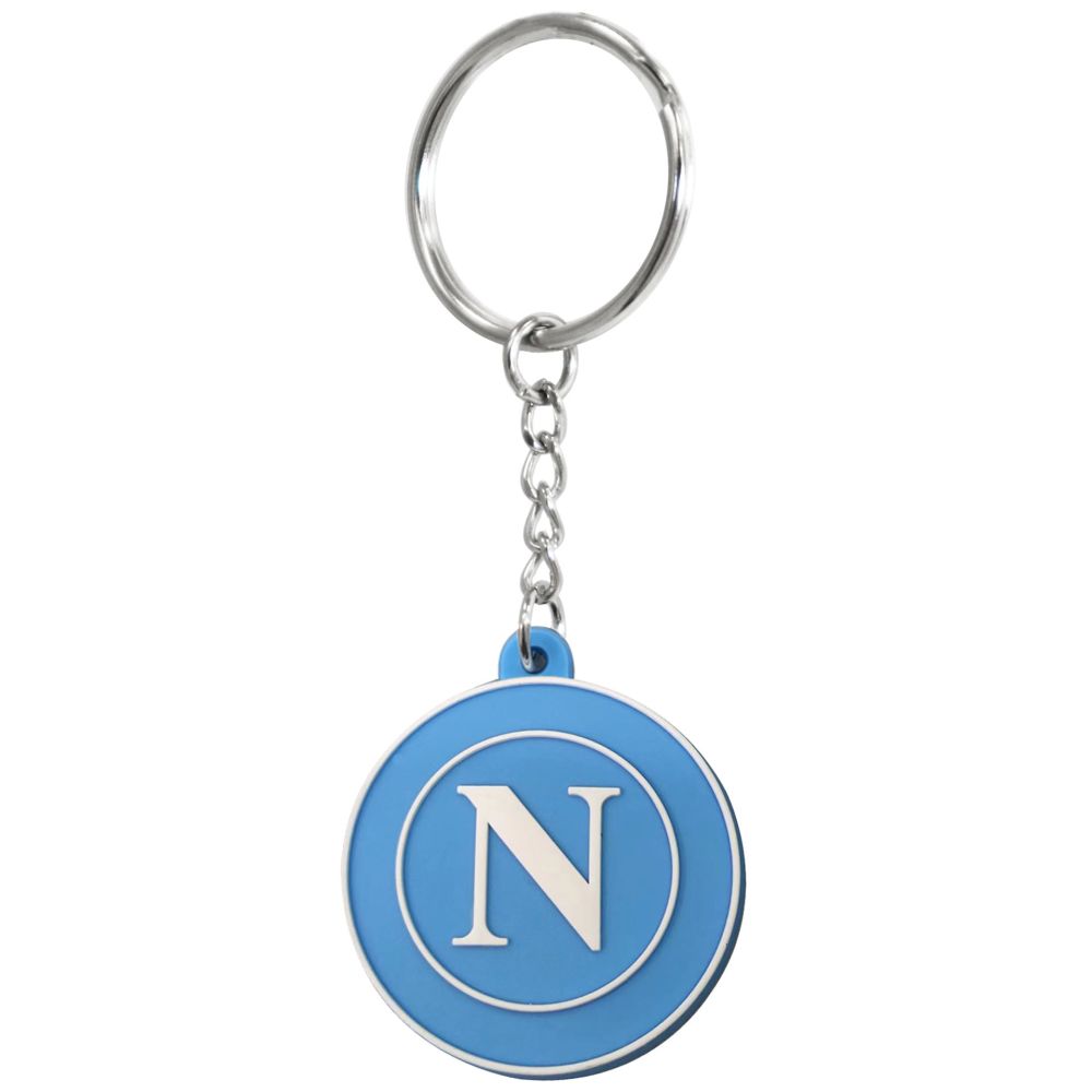 PORTACHIAVI IN PVC MORBIDO LOGO BIANCO NAPOLI SU FONDO CELESTE