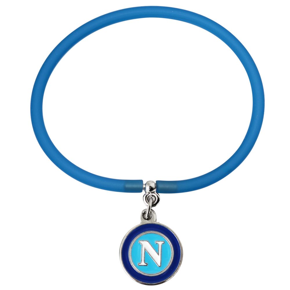 BRACCIALETTO IN SILICONE CELESTE CON CIONDOLO SMALTATO IN METALLO LOGO O