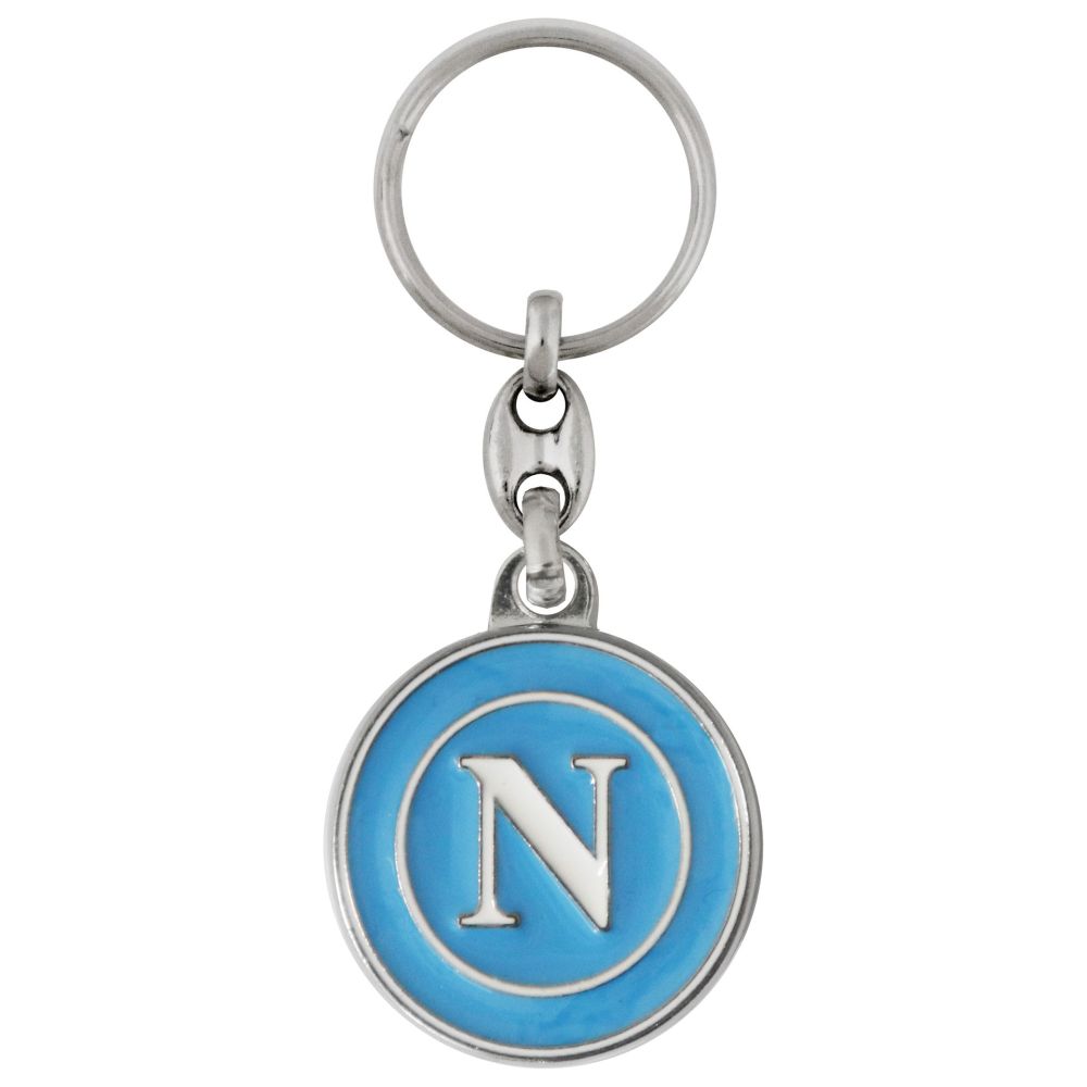 PORTACHIAVI IN METALLO SMALTATO CON LOGO BIANCO SU FONDO CELESTE