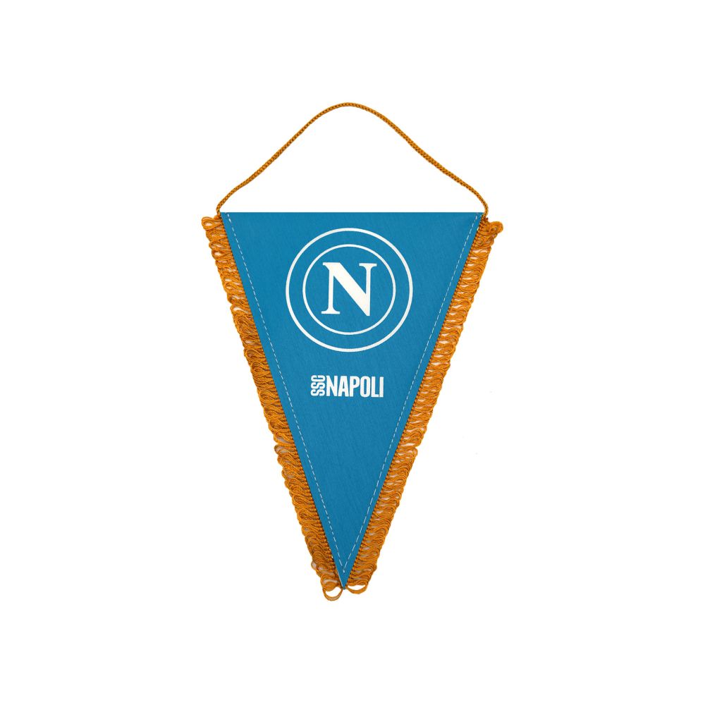 GAGLIARDETTO TRIANGOLARE 14X17 CM CELESTE CON LOGO BIANCO