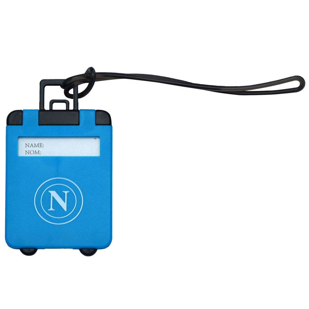 PORTANOME PER BAGAGLIO CELESTE A FORMA DI TROLLEY CON LOGO BIANCO NAPOLI