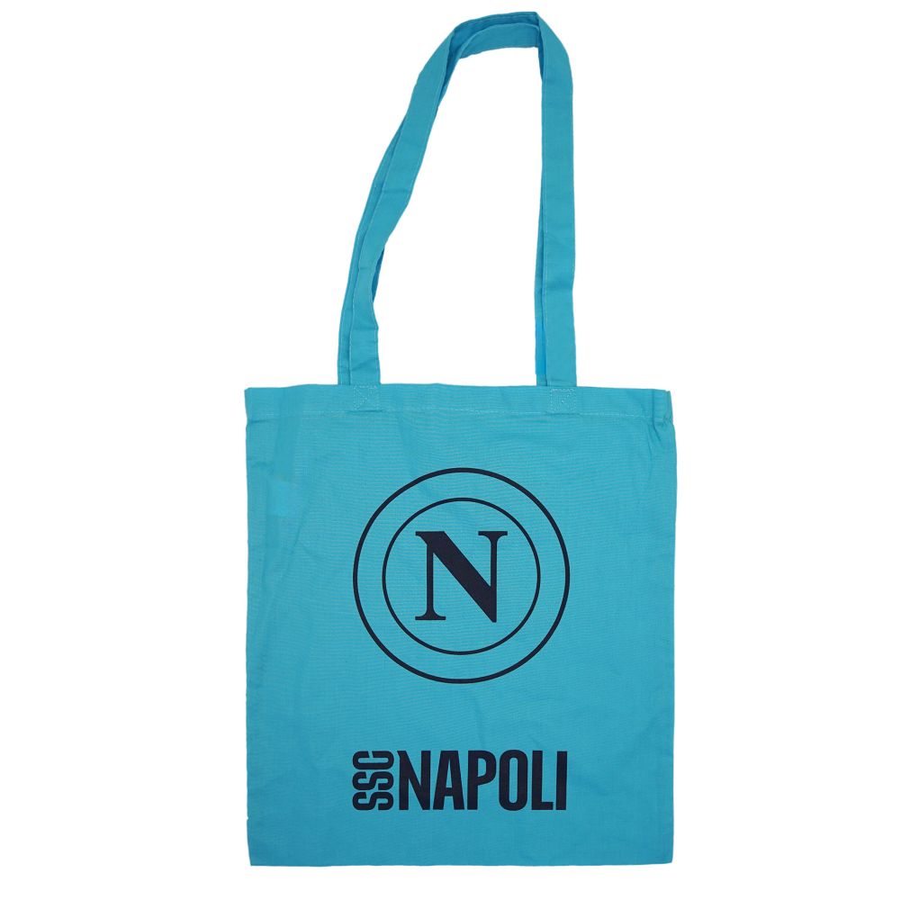 SHOPPER CELESTE STAMPA BLU LOGO SSC NAPOLI SU UN SOLO LATO