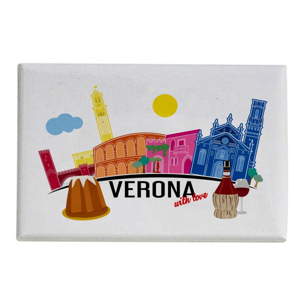 MAGNETE STAMPATO E PLASTIFICATO DIM. 7.8X5.3 CM VERONA WITH LOVE