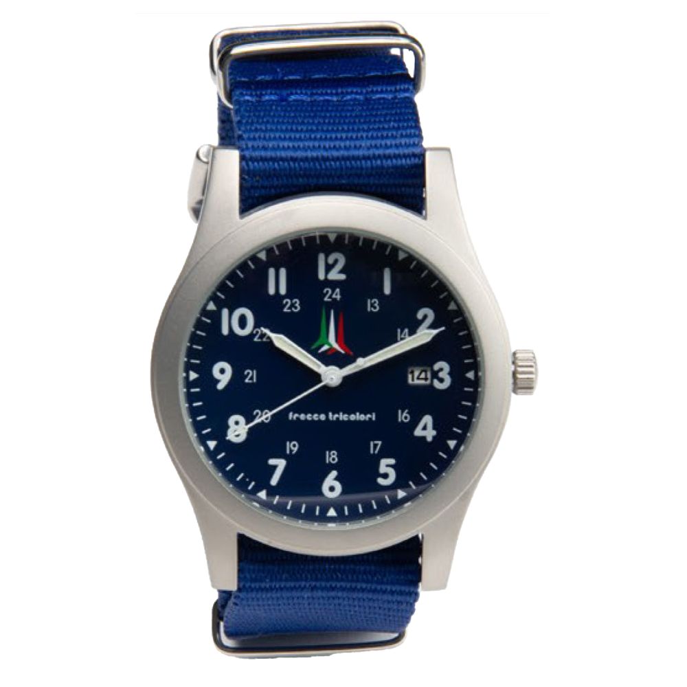 KILO OROLOGIO ANALOGICO QUADRANTE IN ACCIAIO CINTURINO IN TESSUTO LOGO F