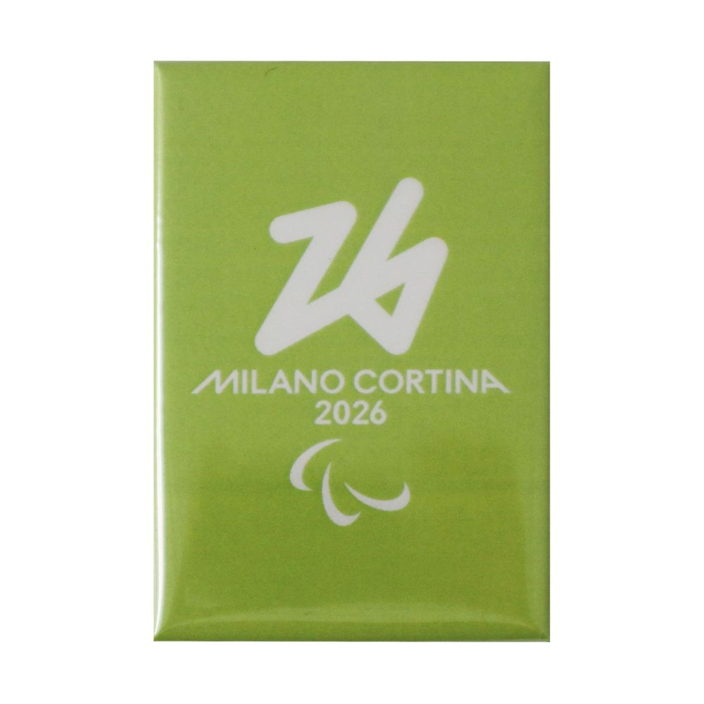 MAGNETE STAMPATO 78X53 MM PARALYMPIC EMBLEMA MONOCROMATICO FONDO VERDE