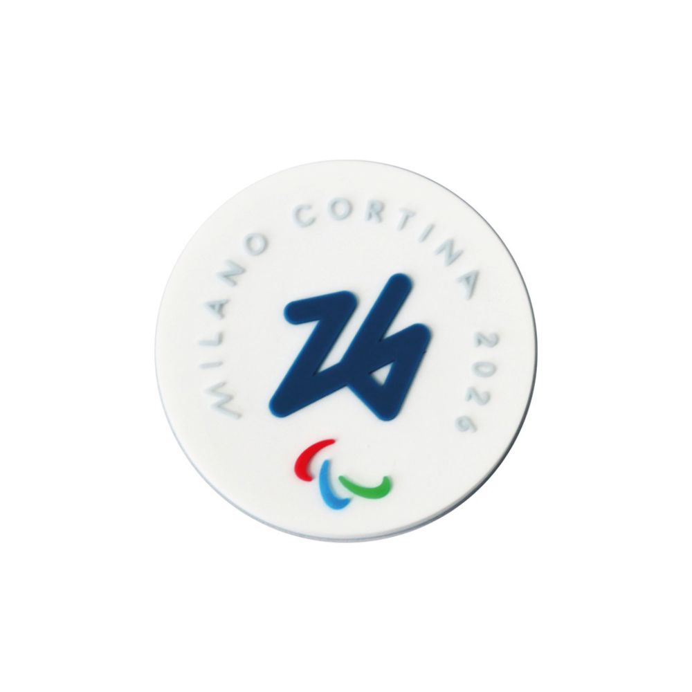 MAGNETE PVC DIA 42 MM PARALYMPIC EMBLEMA COLORATO FONDO BIANCO
