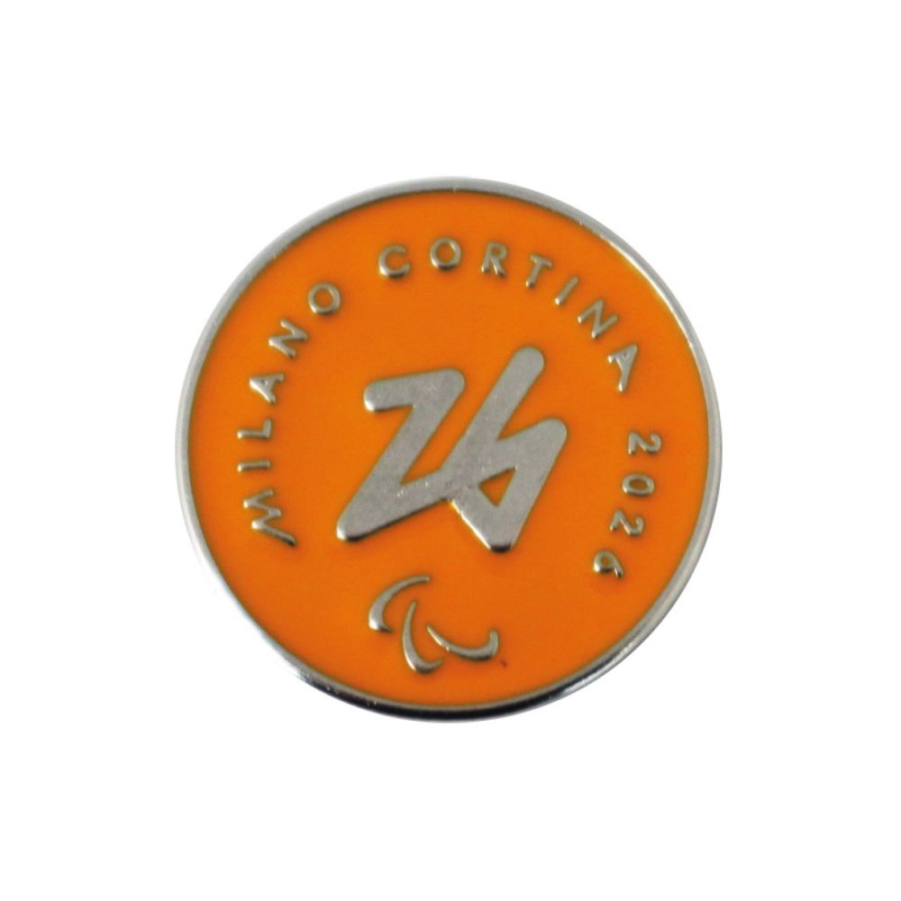 MAGNETE SMALTATO DIA 39 MM PARALYMPIC EMBLEMA MONOCROMATICO FONDO GIALLO