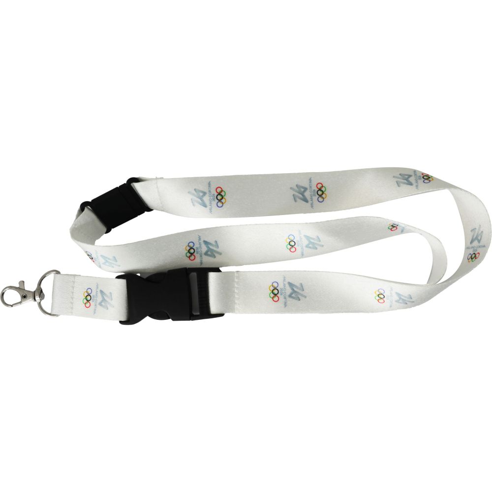 PORTAPASS NASTRO 25 MM SEPARABILE OLYMPIC EMBLEMA COLORATO FONDO BIANCO