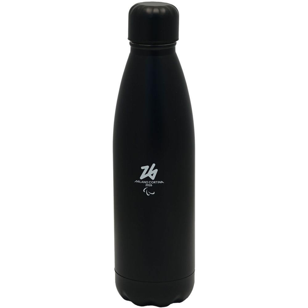 BORRACCIA TERMICA NERA OPACA 500 ML PARALYMPIC EMBLEMA MONOCROMATICO LOG