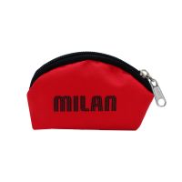 PORTAMONETE MEZZALUNA LINEA 'AC MILAN' ECOPELLE NERA