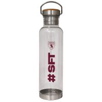 BORRACCIA IN TRITAN TRASPARENTE TAPPO IN ACCIAIO E BAMBOO CON SCRITTA SF