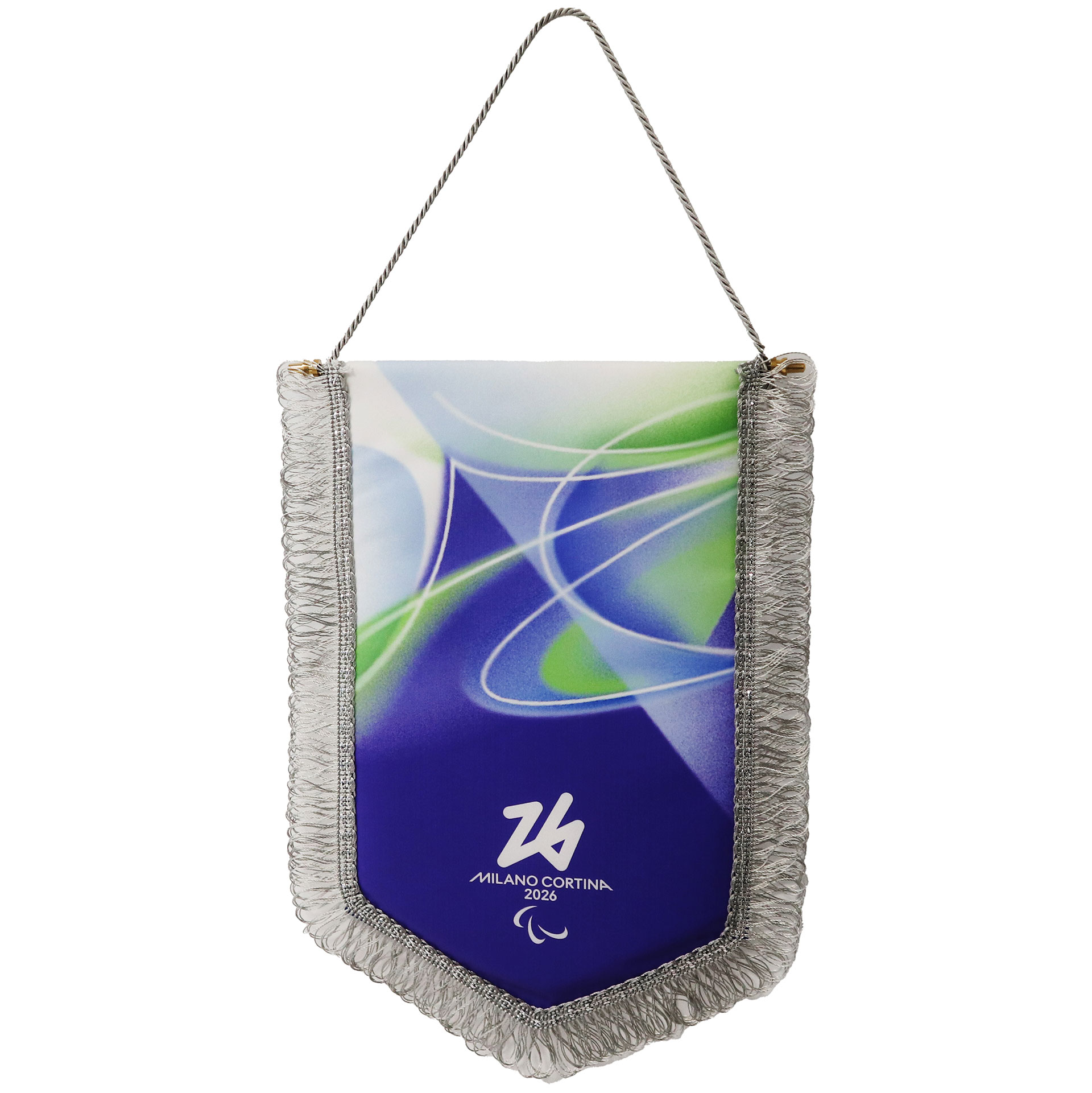 GAGLIARDETTO PENTAGONALE FRANGIA ARGENTO STAMPA PARALYMPIC LOOK VERDE