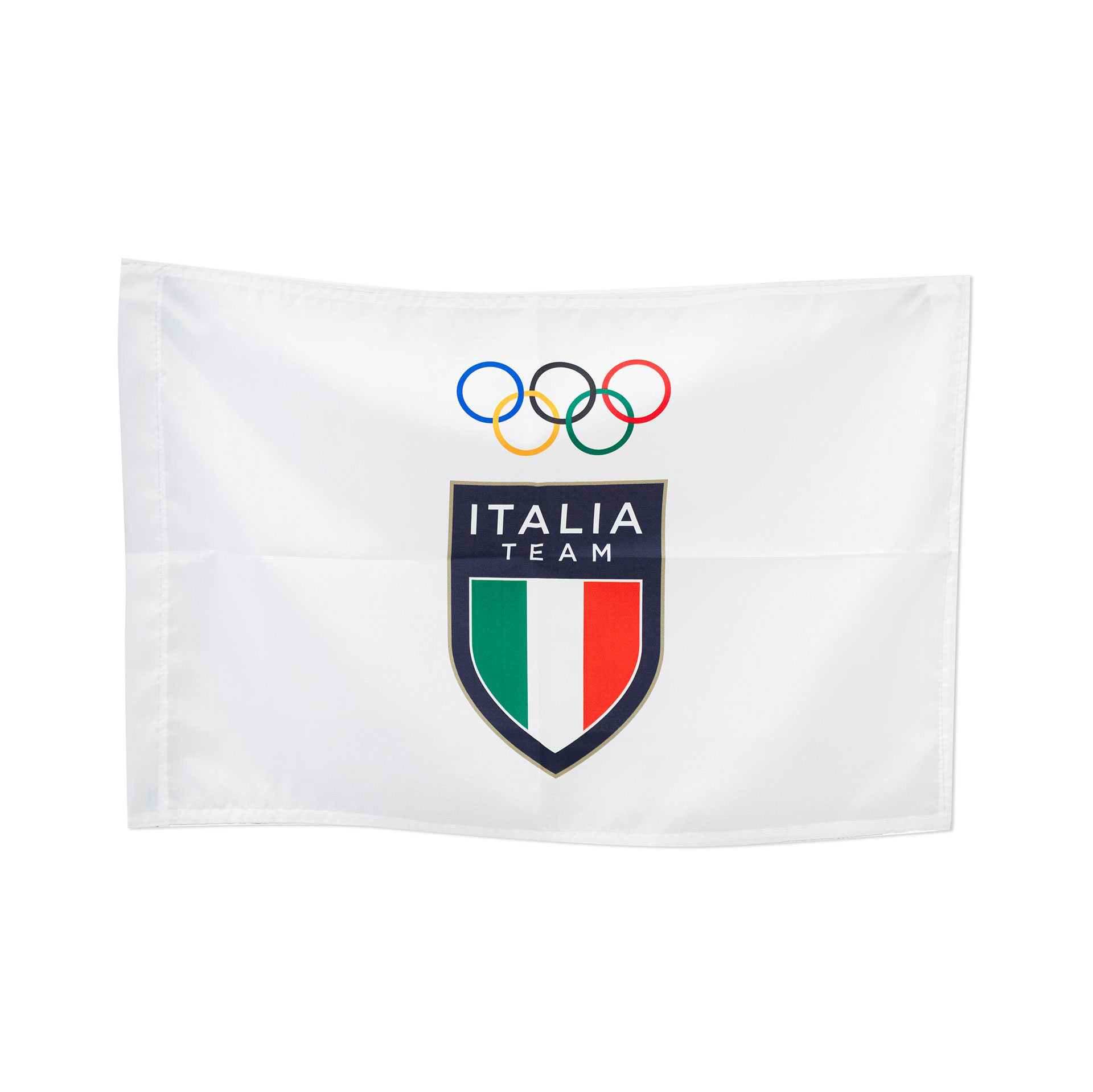 BANDIERA IN POLIESTERE 100X70CM SENZA ASTA FONDO BIANCO OLYMPIC+ITALIA T