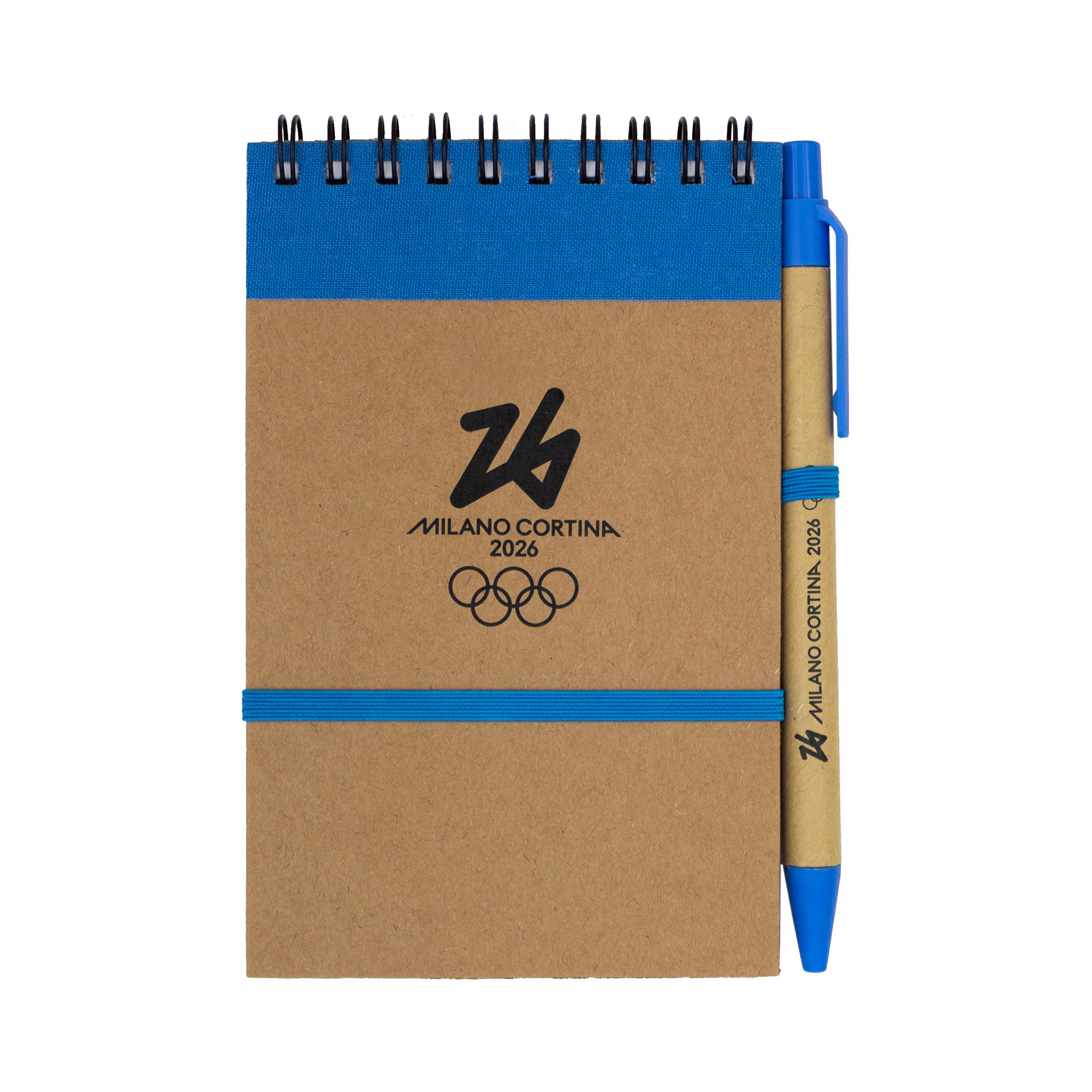 TACCUINO E PENNA IN CARTA RICICLATA DIM.10X14,5X0,8 DETTAGLI AZZURRI,70