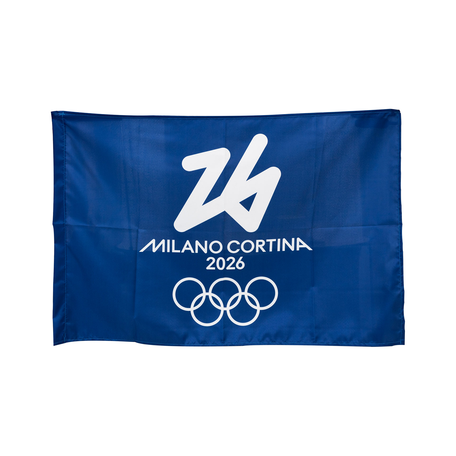 BANDIERA IN POLIESTERE 100X70CM SENZA ASTA FONDO BLU OLYMPIC EMBLEMA BIA