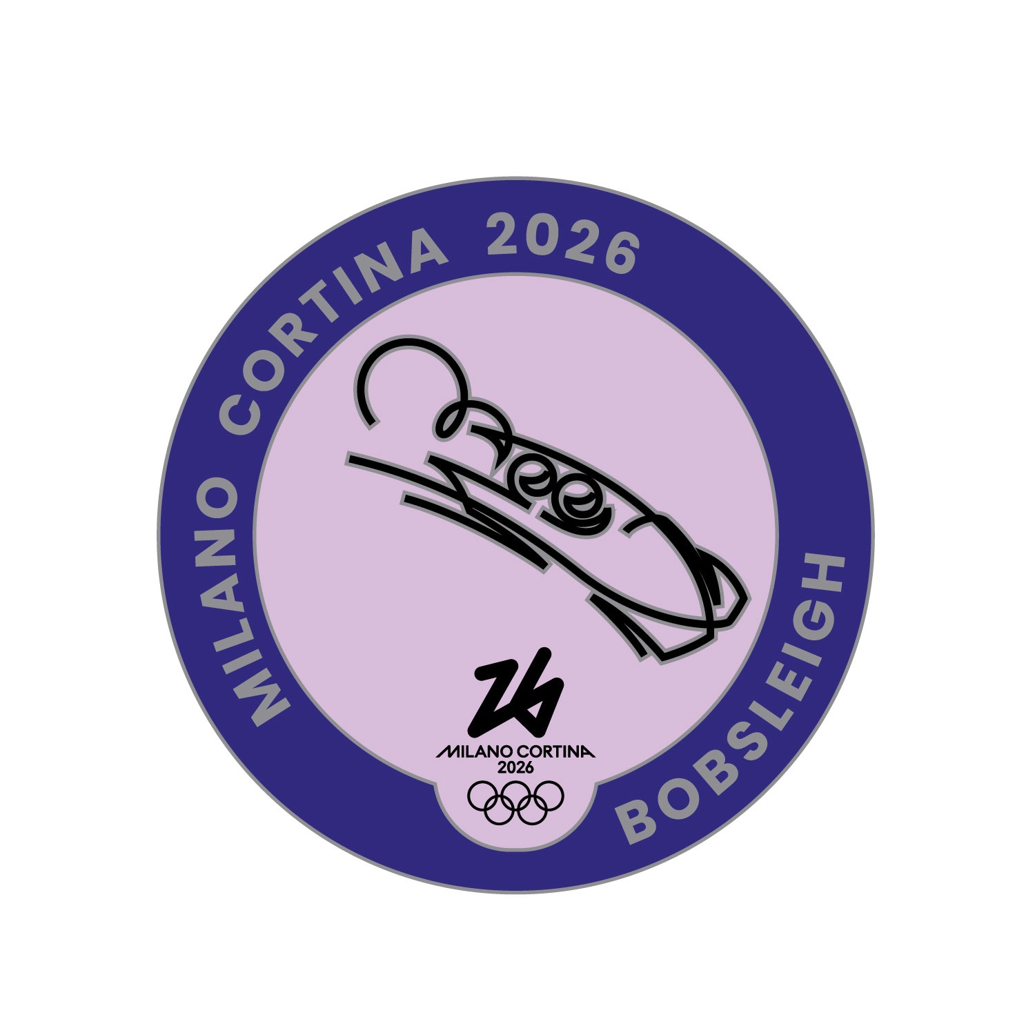 MC26 OLYMPIC PICTOGRAM - BOBSLEIGH SILVER METAL PIN 33MM X 33MM