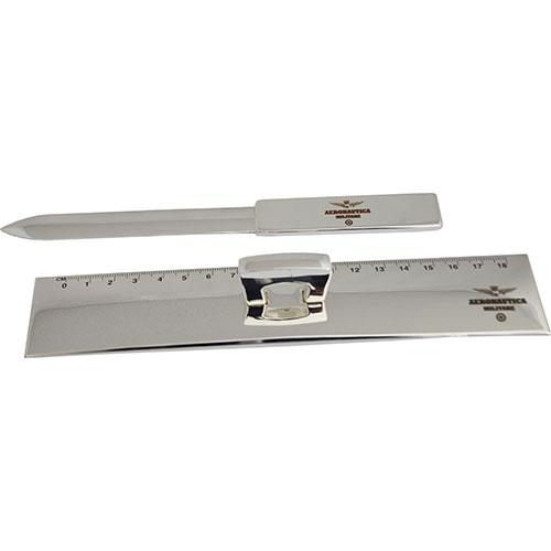 SET DUE PEZZI TAGLIACARTE E RIGHELLO (SILVER PLATED) A.M.